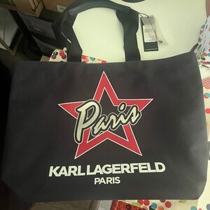 Karl Lagerfeld Paris Kristen Blue Canvas Tote (NWT)